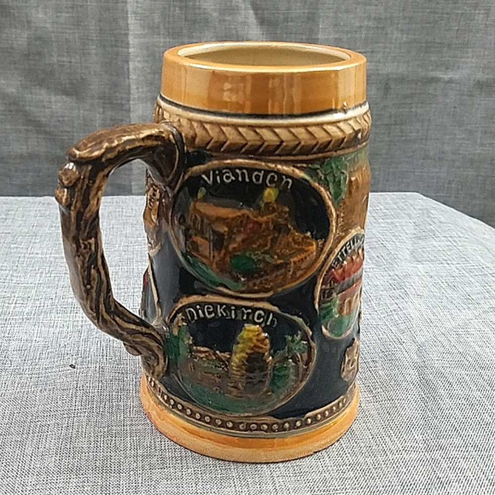 Luxembourg small ceramic beer stein 5" mug decorative